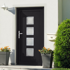 OMAXI Vchodové dveře antracitové 108 x 208 cm PVC 887124