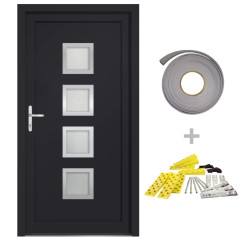 OMAXI Vchodové dveře antracitové 108 x 208 cm PVC 887124