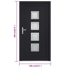 OMAXI Vchodové dveře antracitové 108 x 208 cm PVC 887124