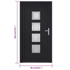 OMAXI Vchodové dveře antracitové 98 x 190 cm PVC 887148