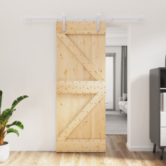 OMAXI Posuvné dveře s kováním 80 x 210 cm masivní borové dřevo 080782