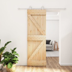 OMAXI Posuvné dveře s kováním 70 x 210 cm masivní borové dřevo 081376