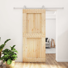 OMAXI Posuvné dveře s kováním 90 x 210 cm masivní borové dřevo 081680
