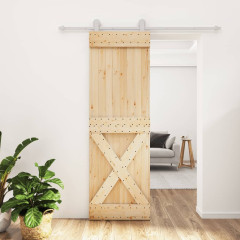 OMAXI Posuvné dveře s kováním 70 x 210 cm masivní borové dřevo 081499