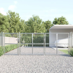 OMAXI Zahradní branka s pletivem stříbrná 400x175 cm pozinkovaná ocel 845353