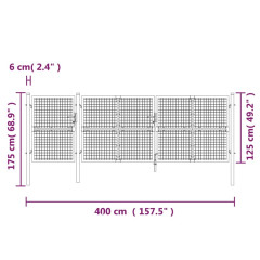 OMAXI Zahradní branka s pletivem stříbrná 400x175 cm pozinkovaná ocel 845353