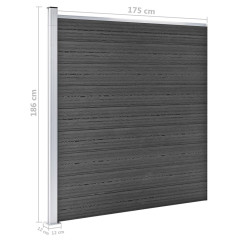 OMAXI Set plotového dílce WPC 1045 x 186 cm černý 366813