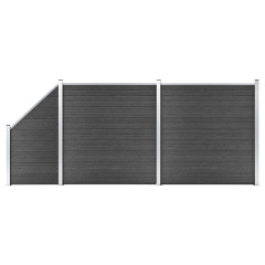OMAXI Set plotového dílce WPC 446 x (105–186) cm černý 366868