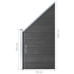 OMAXI Set plotového dílce WPC 1830 x (105–186) cm černý 366943