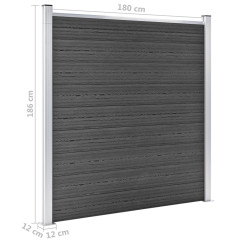 OMAXI Set plotových dílců WPC 699 x 186 cm černý 366790