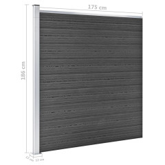 OMAXI Set plotových dílců WPC 699 x 186 cm černý 366790