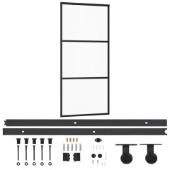 OMAXI Posuvné dveře s kováním ESG sklo a hliník 90 x 205 cm 648971
