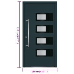OMAXI Vchodové dveře antracitové 110 x 210 cm hliník a PVC 777234