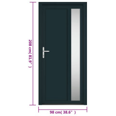 OMAXI Vchodové dveře antracitové 98 x 208 cm PVC 777517