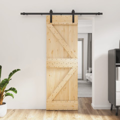 OMAXI Posuvné dveře s kováním 70 x 210 cm masivní borové dřevo 080249