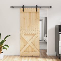 OMAXI Posuvné dveře s kováním 85 x 210 cm masivní borové dřevo 080362