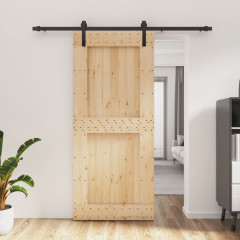 OMAXI Posuvné dveře s kováním 90 x 210 cm masivní borové dřevo 080508