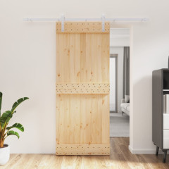 OMAXI Posuvné dveře s kováním 85 x 210 cm masivní borové dřevo 080836