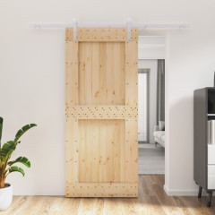 OMAXI Posuvné dveře s kováním 90 x 210 cm masivní borové dřevo 080904