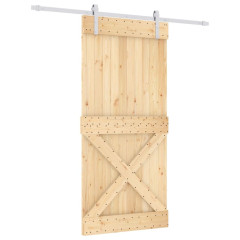 OMAXI Posuvné dveře s kováním 95 x 210 cm masivní borové dřevo 080973