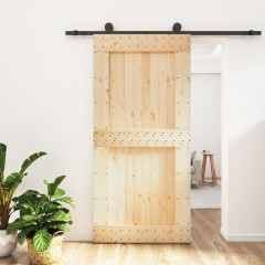 OMAXI Posuvné dveře s kováním 100 x 210 cm masivní borové dřevo 081307