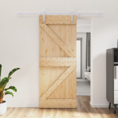 OMAXI Posuvné dveře s kováním 85 x 210 cm masivní borové dřevo 080768