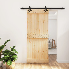 OMAXI Posuvné dveře s kováním 85 x 210 cm masivní borové dřevo 081819