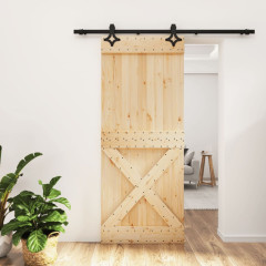 OMAXI Posuvné dveře s kováním 85 x 210 cm masivní borové dřevo 082083