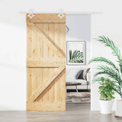 OMAXI Posuvné dveře s kováním 85 x 210 cm masivní borové dřevo 082137