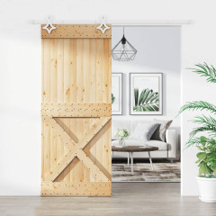 OMAXI Posuvné dveře s kováním 85 x 210 cm masivní borové dřevo 082489