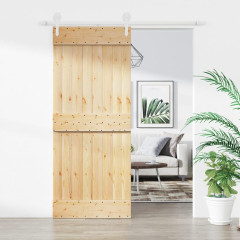 OMAXI Posuvné dveře s kováním 85 x 210 cm masivní borové dřevo 082724
