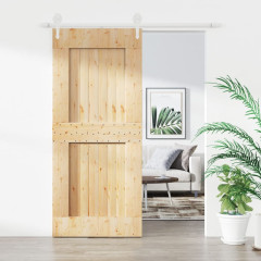 OMAXI Posuvné dveře s kováním 90 x 210 cm masivní borové dřevo 082779