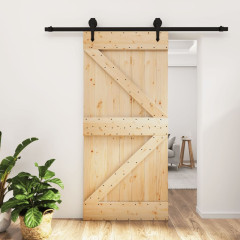 OMAXI Posuvné dveře s kováním 95 x 210 cm masivní borové dřevo 082847