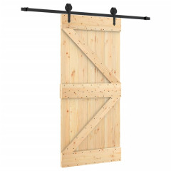 OMAXI Posuvné dveře s kováním 95 x 210 cm masivní borové dřevo 082847