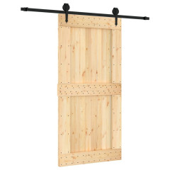 OMAXI Posuvné dveře s kováním 100 x 210 cm masivní borové dřevo 082960