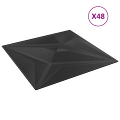 OMAXI Nástěnné panely 48 ks černé 50 x 50 cm xPS 12 m² hvězda 437305