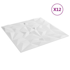 OMAXI Nástěnné panely 12 ks bílé 50 x 50 cm XPS 3 m² ametyst 437374
