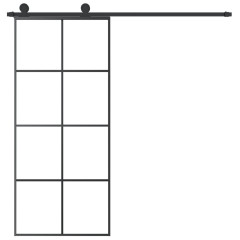 OMAXI Posuvné dveře s kováním 90x205 cm ESG sklo a hliník 648213