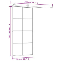 OMAXI Posuvné dveře s kováním 90x205 cm ESG sklo a hliník 648213