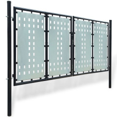OMAXI Černá jednokřídlá plotová brána 300 x 175 cm 929178