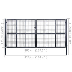 OMAXI Pletivá zahradní branka pozinkovaná ocel 415 x 175 cm šedá 624158