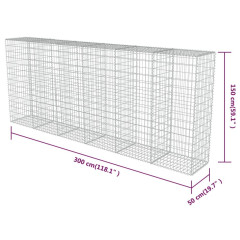 OMAXI Gabionová zeď s víky z pozinkované oceli 300 x 50 x 150 cm 592275