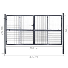 OMAXI Pletivá zahradní branka pozinkovaná ocel 306 x 150 cm šedá 624028