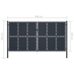 OMAXI Zahradní brána ocel 400 x 200 cm antracitová 738145