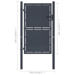 OMAXI Zahradní branka ocel 100 x 200 cm antracitová 738022