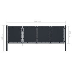 OMAXI Zahradní brána ocel 350 x 100 cm antracitová 738169