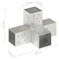 OMAXI Trámová spojka 4 ks ve tvaru X pozinkovaný kov 81 x 81 mm 833903