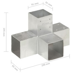 OMAXI Trámová spojka ve tvaru X pozinkovaný kov 91 x 91 mm 833972