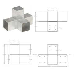 OMAXI Trámová spojka ve tvaru X pozinkovaný kov 91 x 91 mm 833972