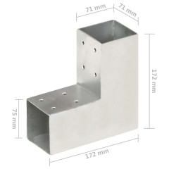 OMAXI Trámová spojka 4 ks ve tvaru L pozinkovaný kov 71 x 71 mm 833767